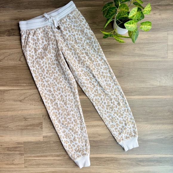 Old Navy Easy Vintage Animal Print Tan Jogger Pants Drawstring Waistband Size XS - Picture 2 of 13
